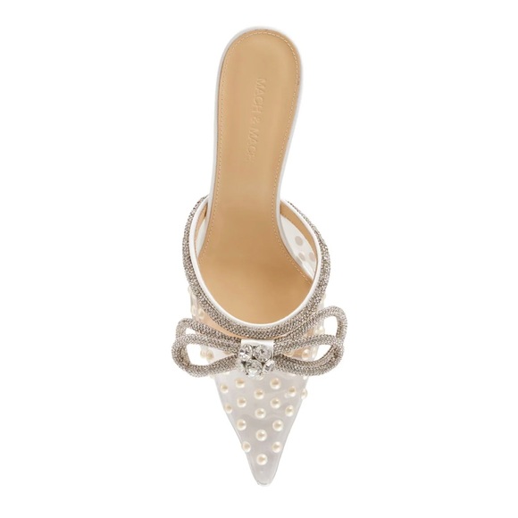 MACH & MACH 65 MM DOUBLE BOW PEARL EMBELLISHED PVC MULES - Picture 2 of 8
